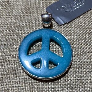 Charles Albert Blue Peace Sign Necklace